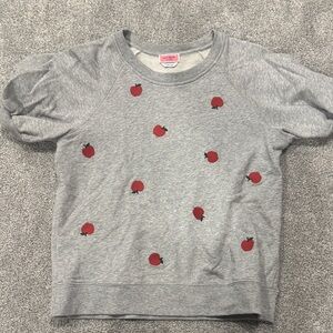 kate spade Heather Gray Sweatshirt with Red Apple Accents